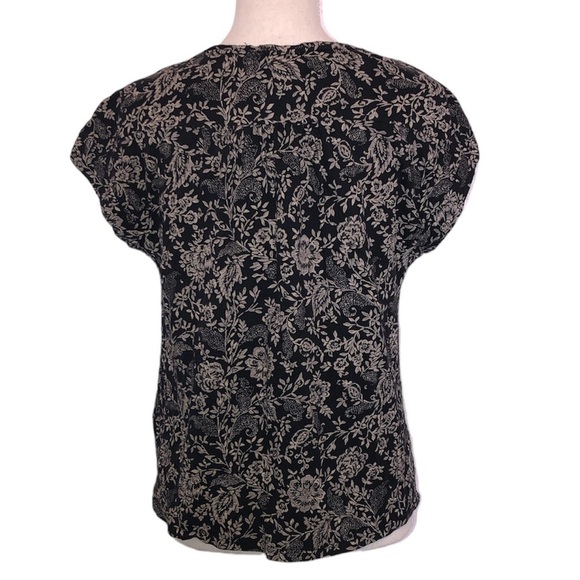 LUCKY BRAND Floral Top Women's Size Small Blue Gray Boho Short Sleeve Blouse - Picture 2 of 8